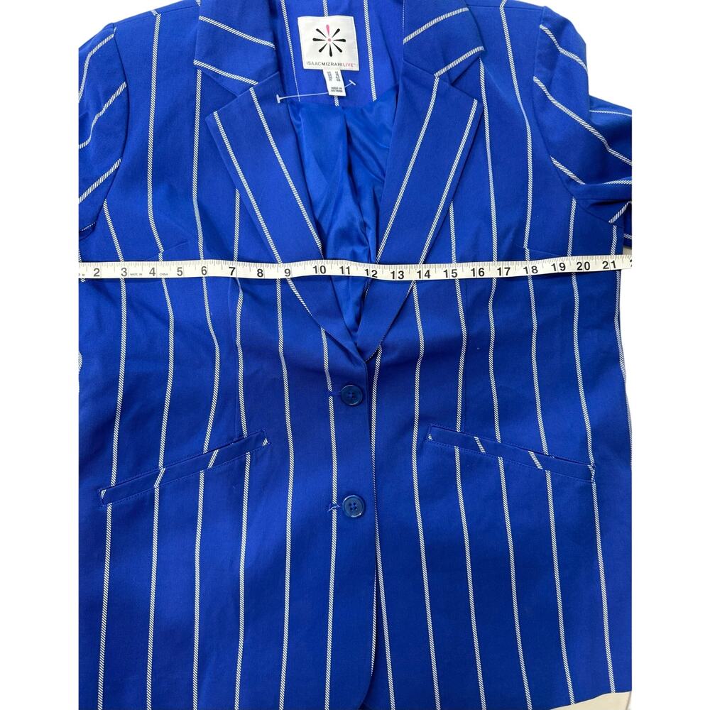 QVC Isaac Mizrahi 24/7 Stretch Print Blazer Blue Stripe NWOT Size 12 - Picture 7 of 8